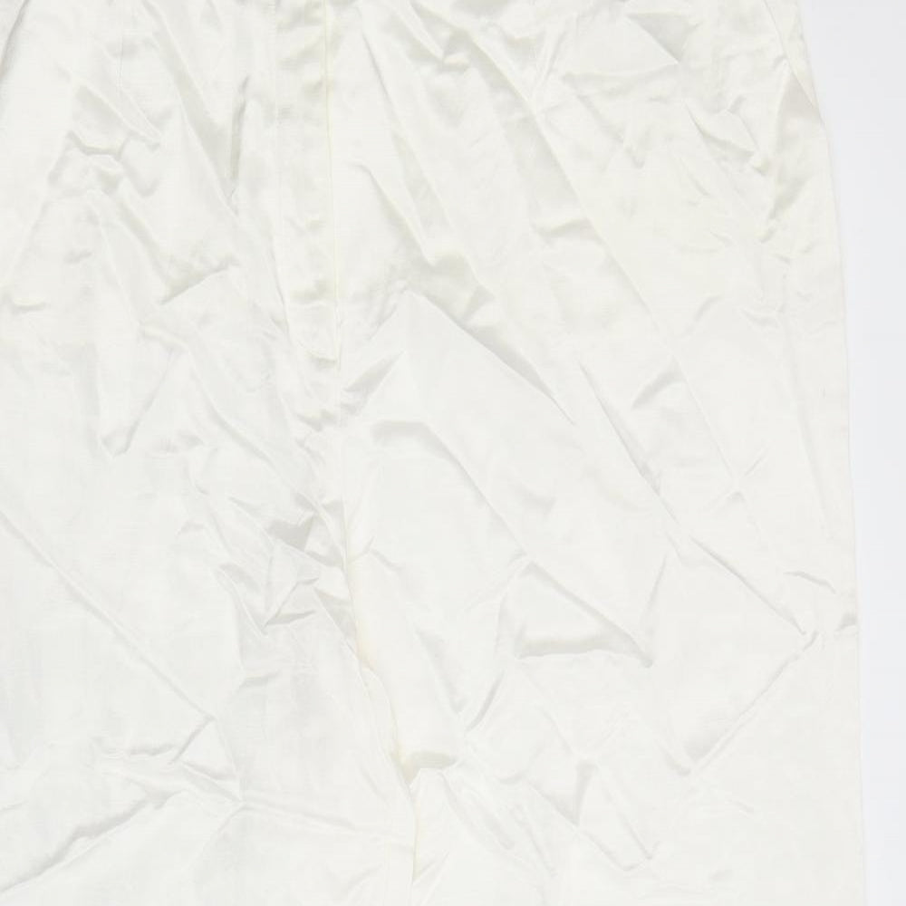 Marks and Spencer Womens White Viscose Dress Pants Trousers Size 24 L27 in Regular Zip - Pockets