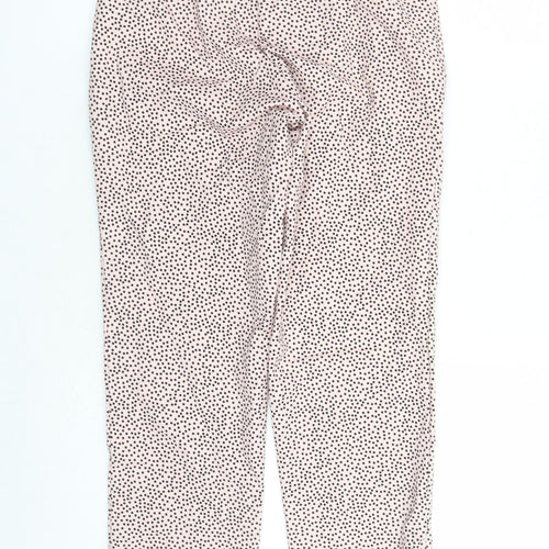 Marks and Spencer Womens Pink Polka Dot Cotton Capri Trousers Size 6 L25 in Regular Zip - Elasticated Waist Pockets