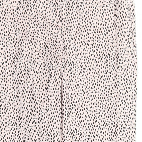 Marks and Spencer Womens Pink Polka Dot Cotton Capri Trousers Size 6 L25 in Regular Zip - Elasticated Waist Pockets