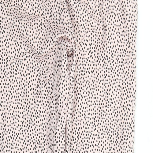 Marks and Spencer Womens Pink Polka Dot Cotton Capri Trousers Size 6 L25 in Regular Zip - Elasticated Waist Pockets