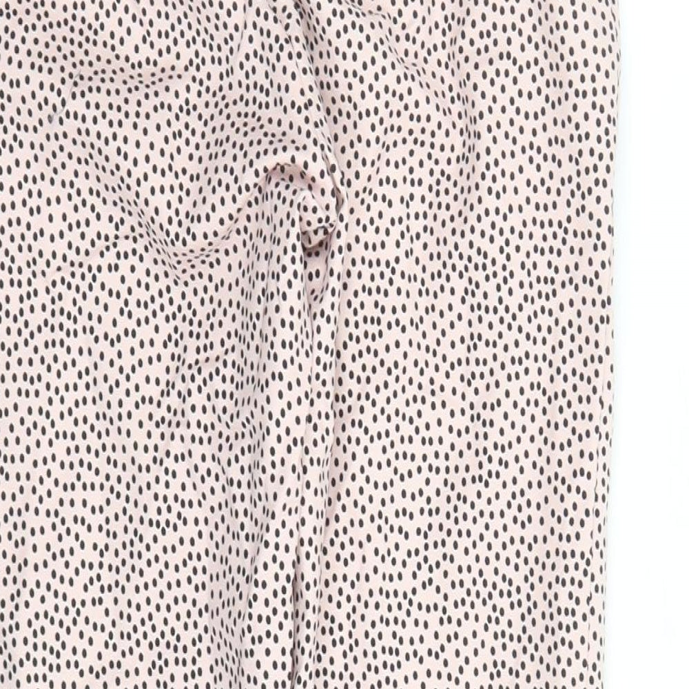 Marks and Spencer Womens Pink Polka Dot Cotton Capri Trousers Size 6 L25 in Regular Zip - Elasticated Waist Pockets