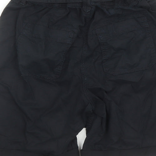 Marks and Spencer Womens Black Lyocell Cargo Shorts Size 6 L7 in Regular Zip - Elasticated Waist Belted Pockets