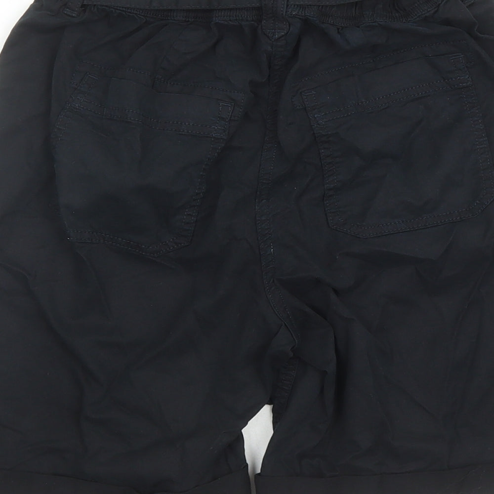 Marks and Spencer Womens Black Lyocell Cargo Shorts Size 6 L7 in Regular Zip - Elasticated Waist Belted Pockets