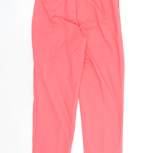 Marks and Spencer Womens Pink Cotton Capri Trousers Size 8 L22 in Regular Zip - Elasticated Waist Pockets