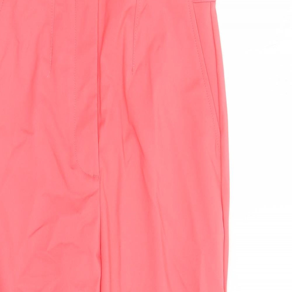 Marks and Spencer Womens Pink Cotton Capri Trousers Size 8 L22 in Regular Zip - Elasticated Waist Pockets
