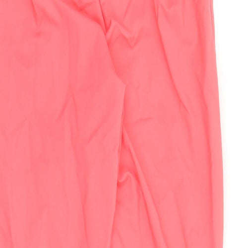 Marks and Spencer Womens Pink Cotton Capri Trousers Size 8 L22 in Regular Zip - Elasticated Waist Pockets