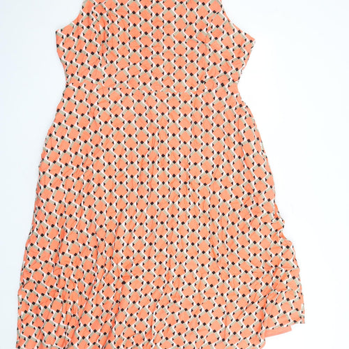 Autograph Womens Orange Geometric Viscose Trapeze & Swing Size 20 Round Neck Zip - Lined