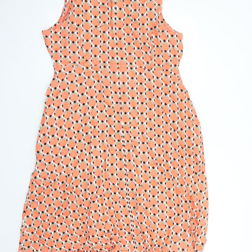 Autograph Womens Orange Geometric Viscose Trapeze & Swing Size 20 Round Neck Zip - Lined