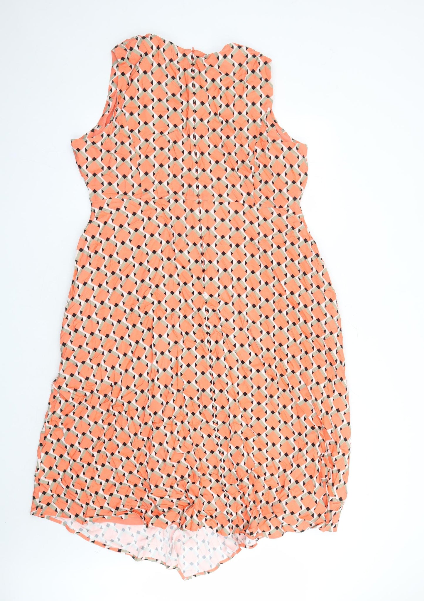 Autograph Womens Orange Geometric Viscose Trapeze & Swing Size 20 Round Neck Zip - Lined
