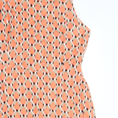 Autograph Womens Orange Geometric Viscose Trapeze & Swing Size 20 Round Neck Zip - Lined