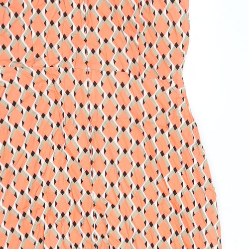 Autograph Womens Orange Geometric Viscose Trapeze & Swing Size 20 Round Neck Zip - Lined