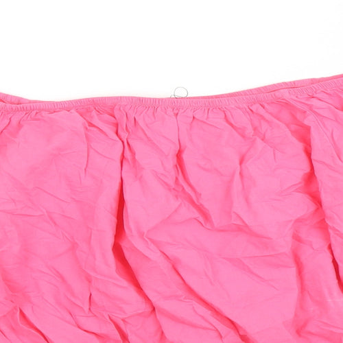 Marks and Spencer Womens Pink Floral 100% Cotton Cropped Blouse Size 18 Boat Neck - Embroidered Detail