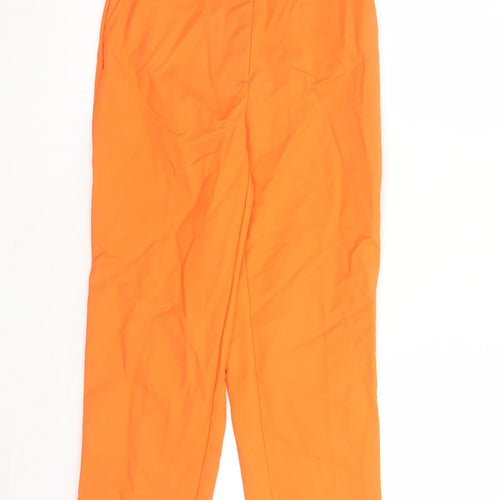 Marks and Spencer Womens Orange Cotton Capri Trousers Size 6 L22 in Slim Zip - Elasticated Waist Pockets