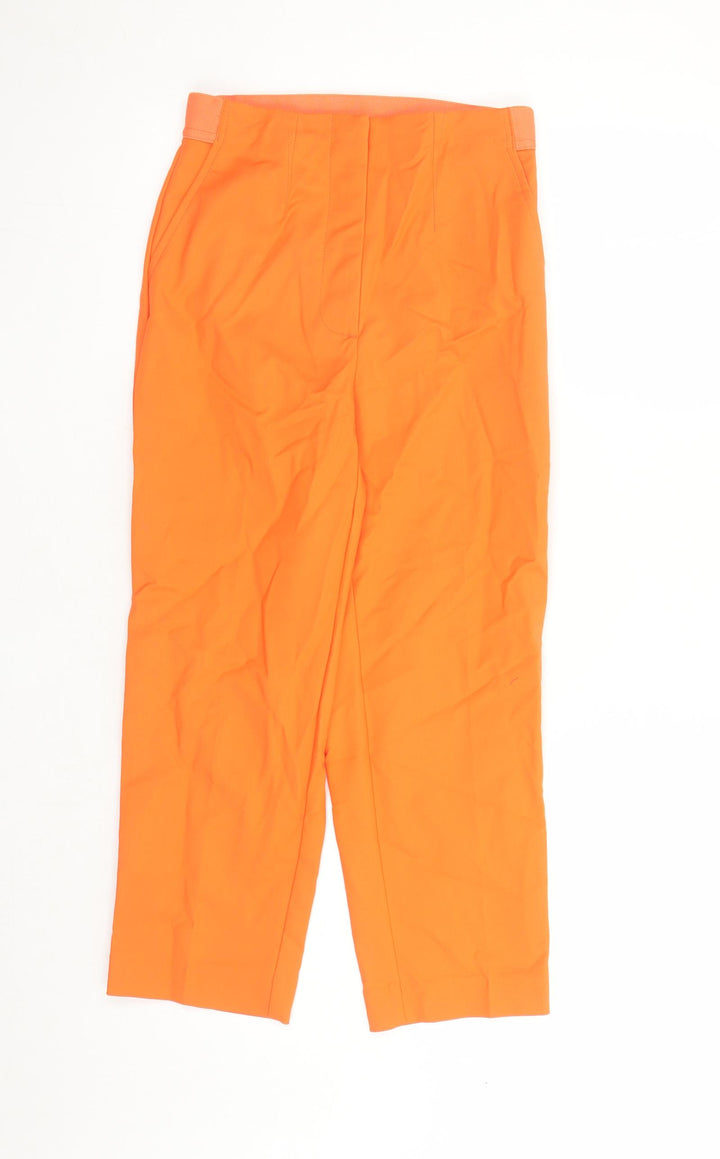 Marks and Spencer Womens Orange Cotton Capri Trousers Size 6 L22 in Slim Zip - Elasticated Waist Pockets