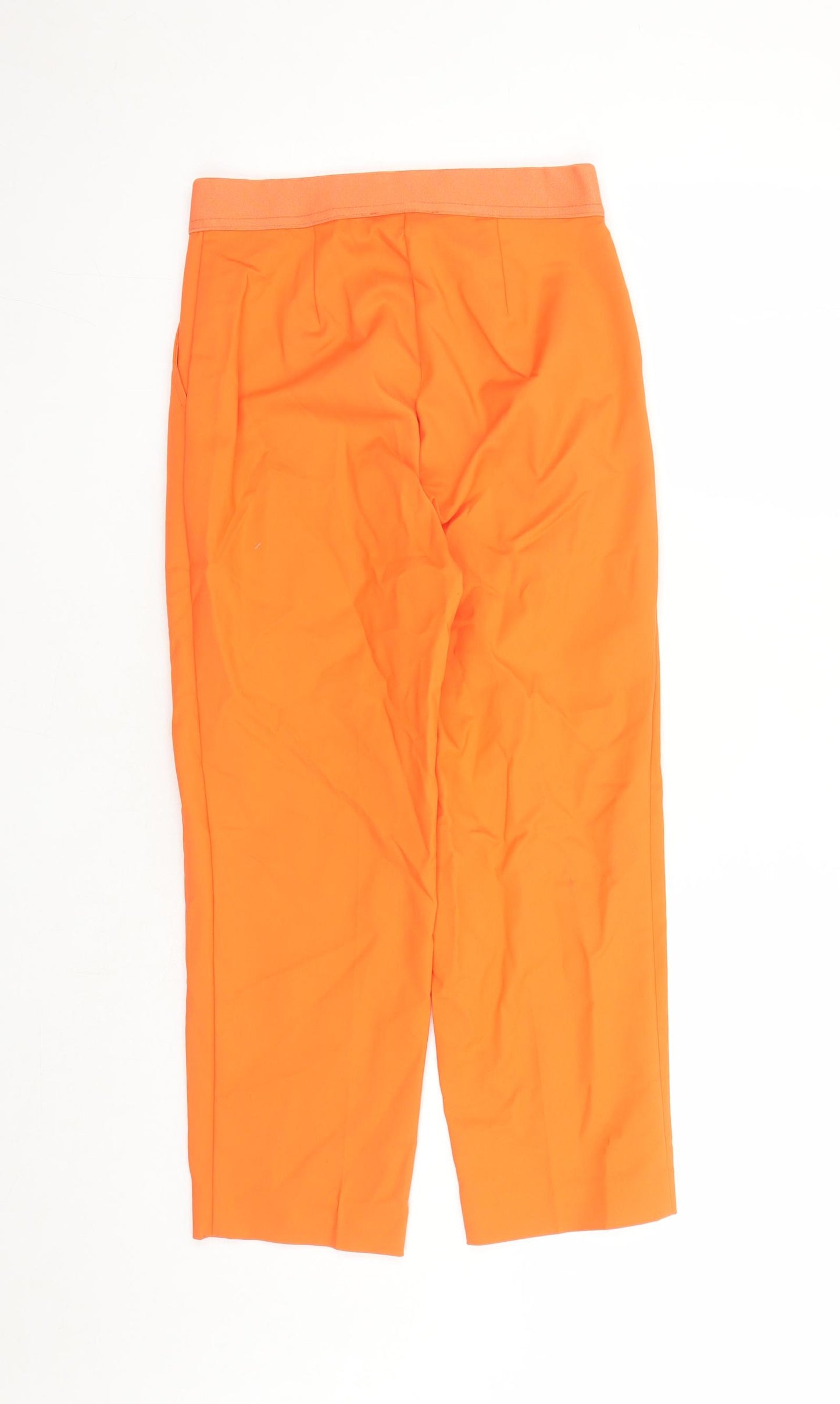 Marks and Spencer Womens Orange Cotton Capri Trousers Size 6 L22 in Slim Zip - Elasticated Waist Pockets