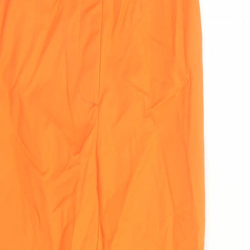 Marks and Spencer Womens Orange Cotton Capri Trousers Size 6 L22 in Slim Zip - Elasticated Waist Pockets