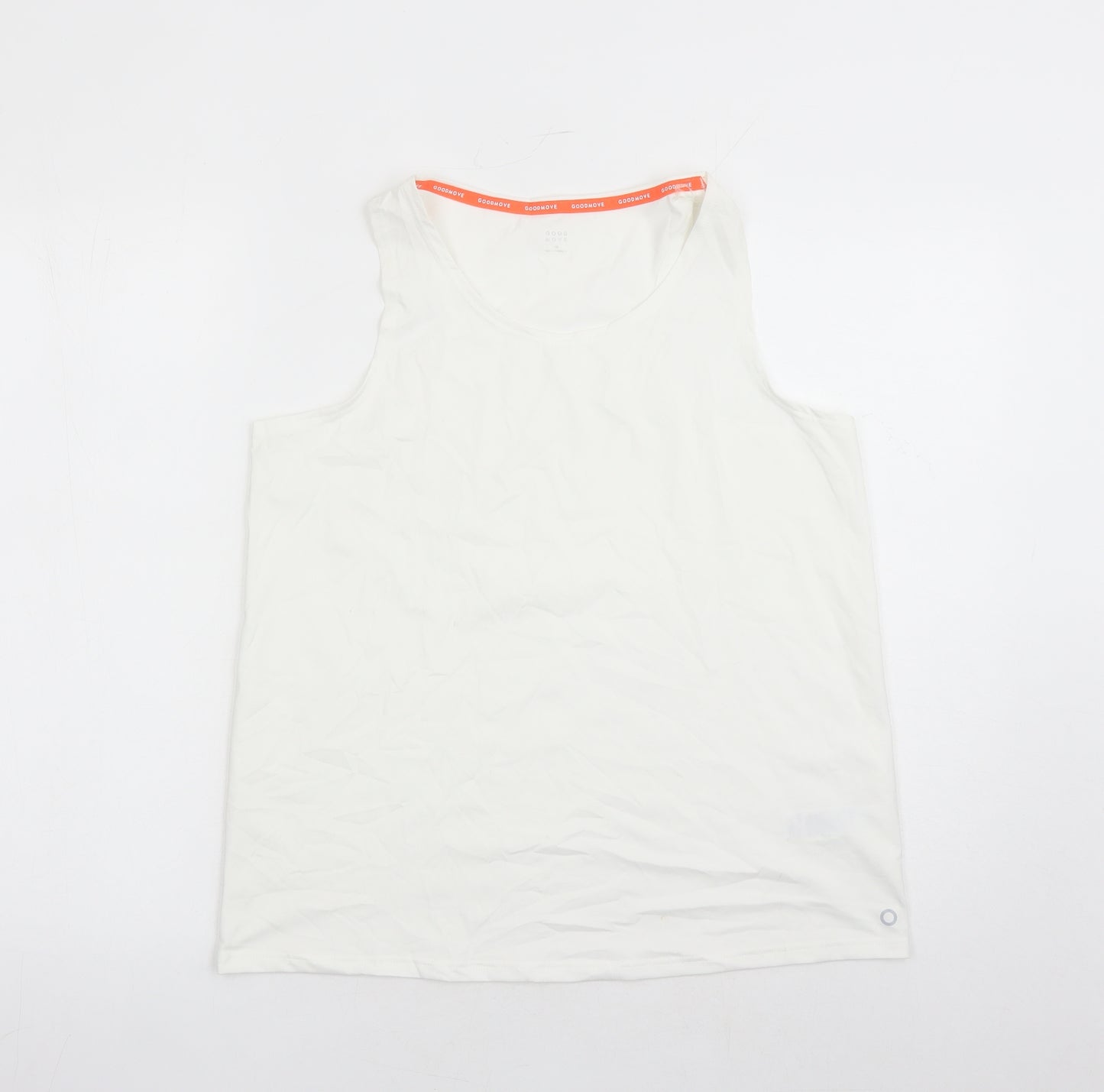 GOODMOVE Womens White Polyester Camisole Tank Size 16 Round Neck Pullover