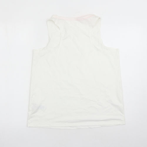 GOODMOVE Womens White Polyester Camisole Tank Size 16 Round Neck Pullover