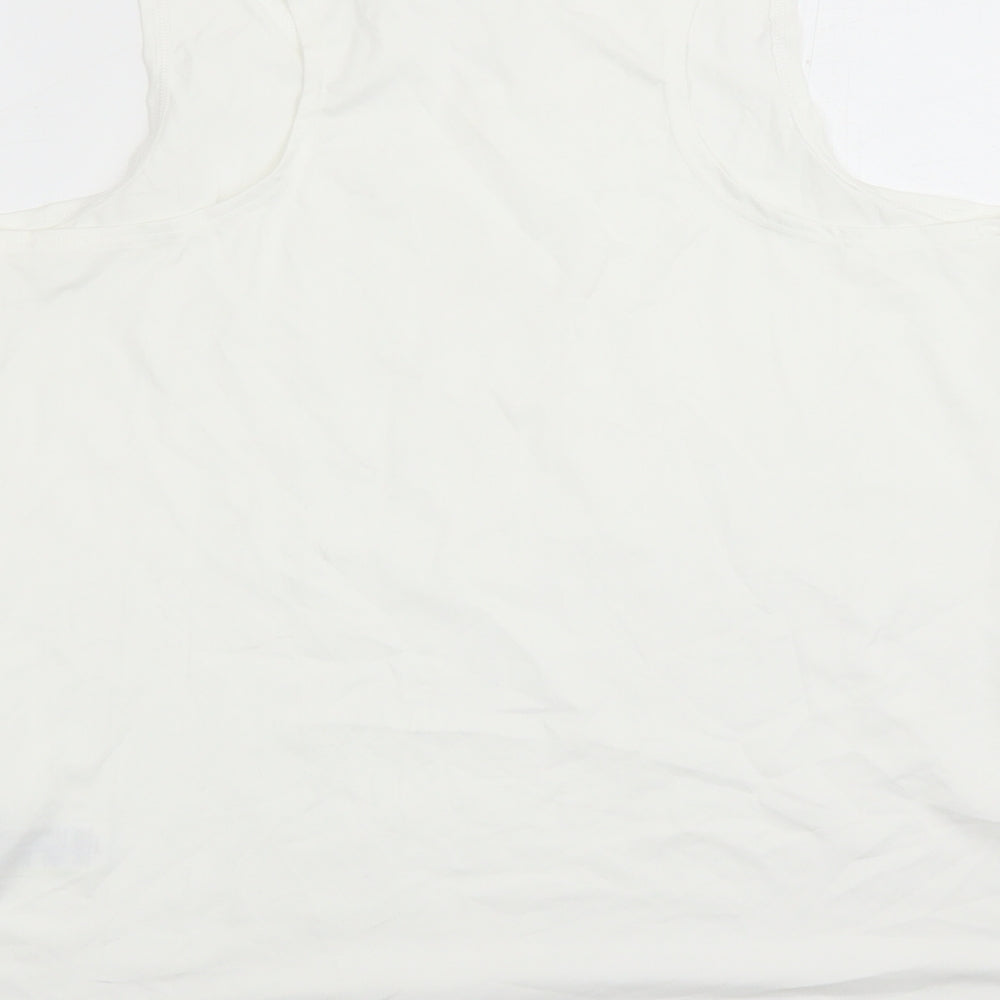 GOODMOVE Womens White Polyester Camisole Tank Size 16 Round Neck Pullover