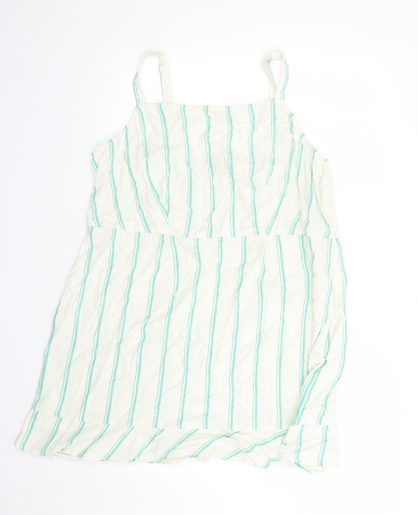 Marks and Spencer Womens Ivory Striped Flax Basic Tank Size 22 Square Neck