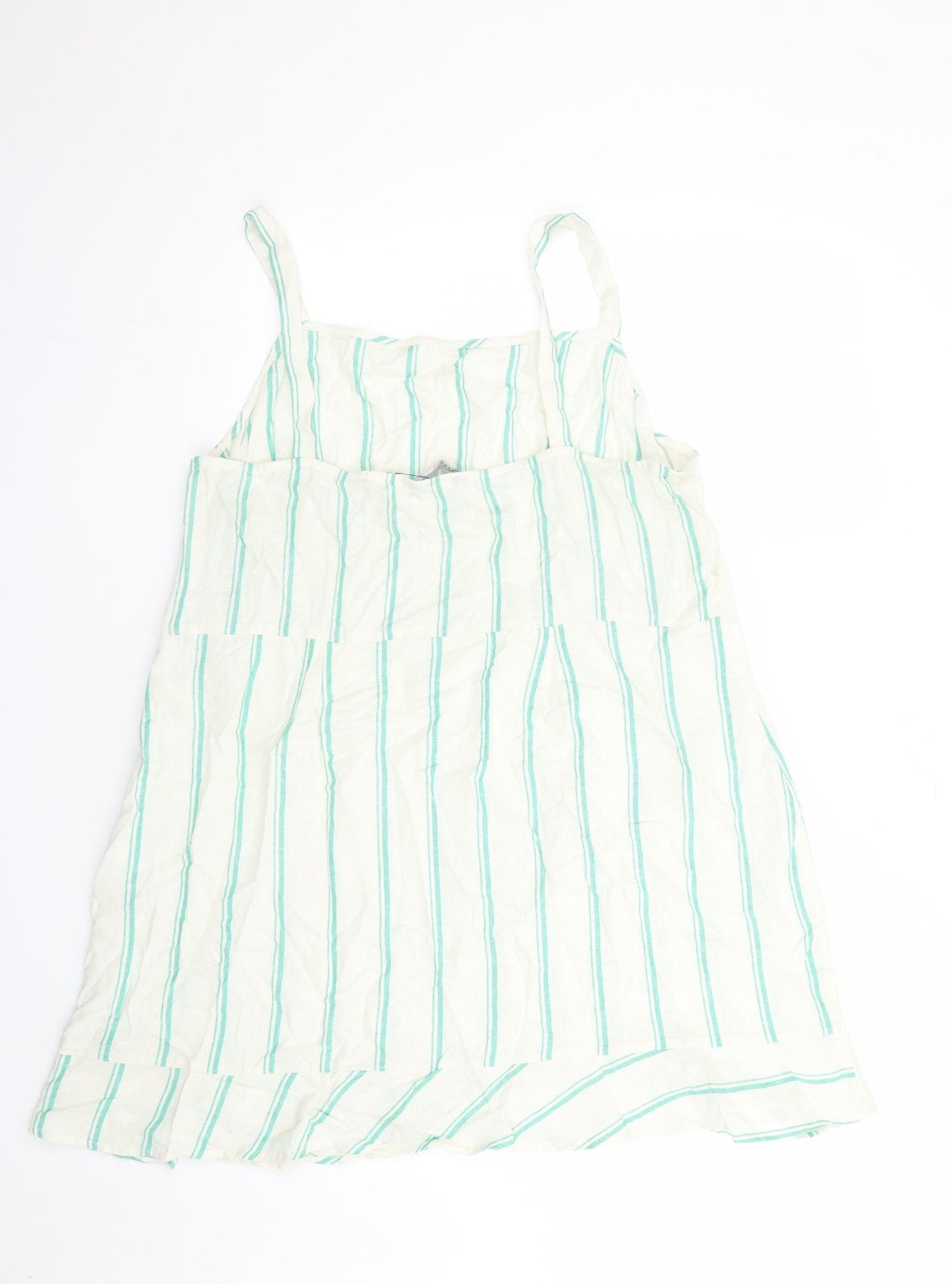 Marks and Spencer Womens Ivory Striped Flax Basic Tank Size 22 Square Neck