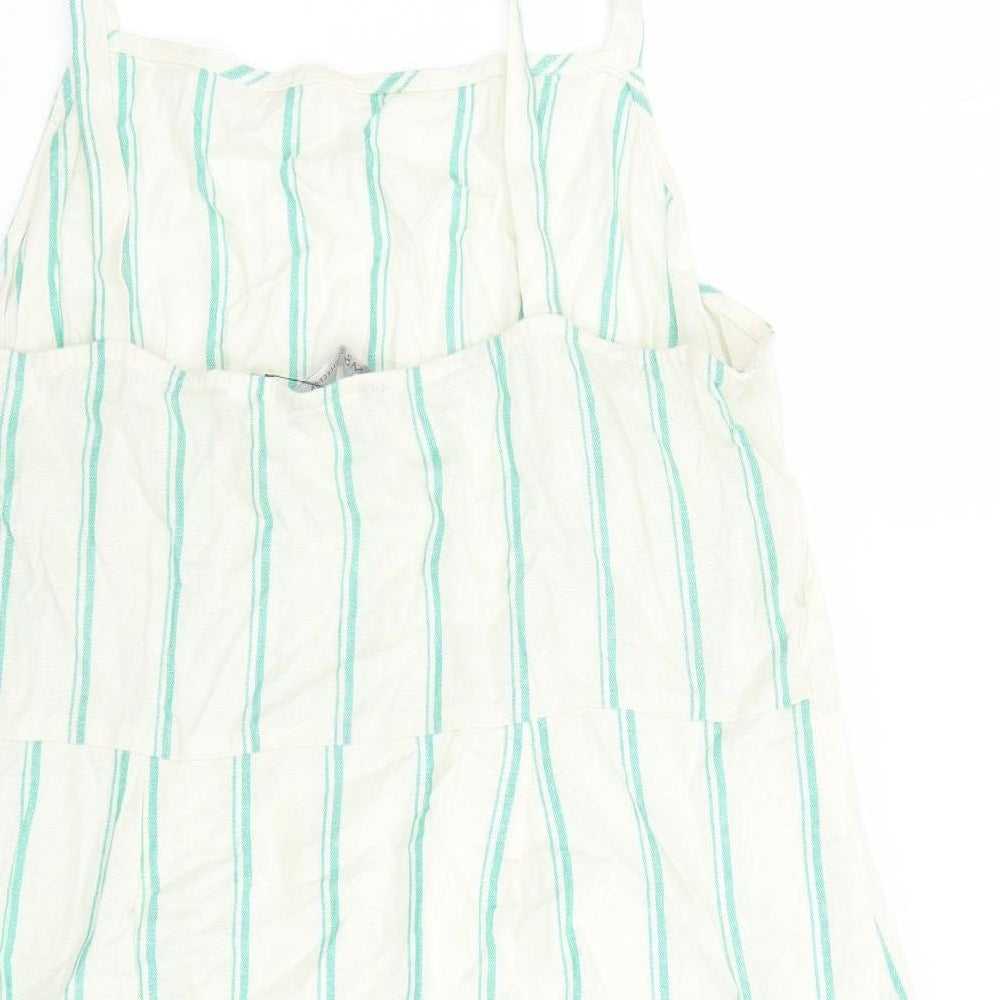 Marks and Spencer Womens Ivory Striped Flax Basic Tank Size 22 Square Neck