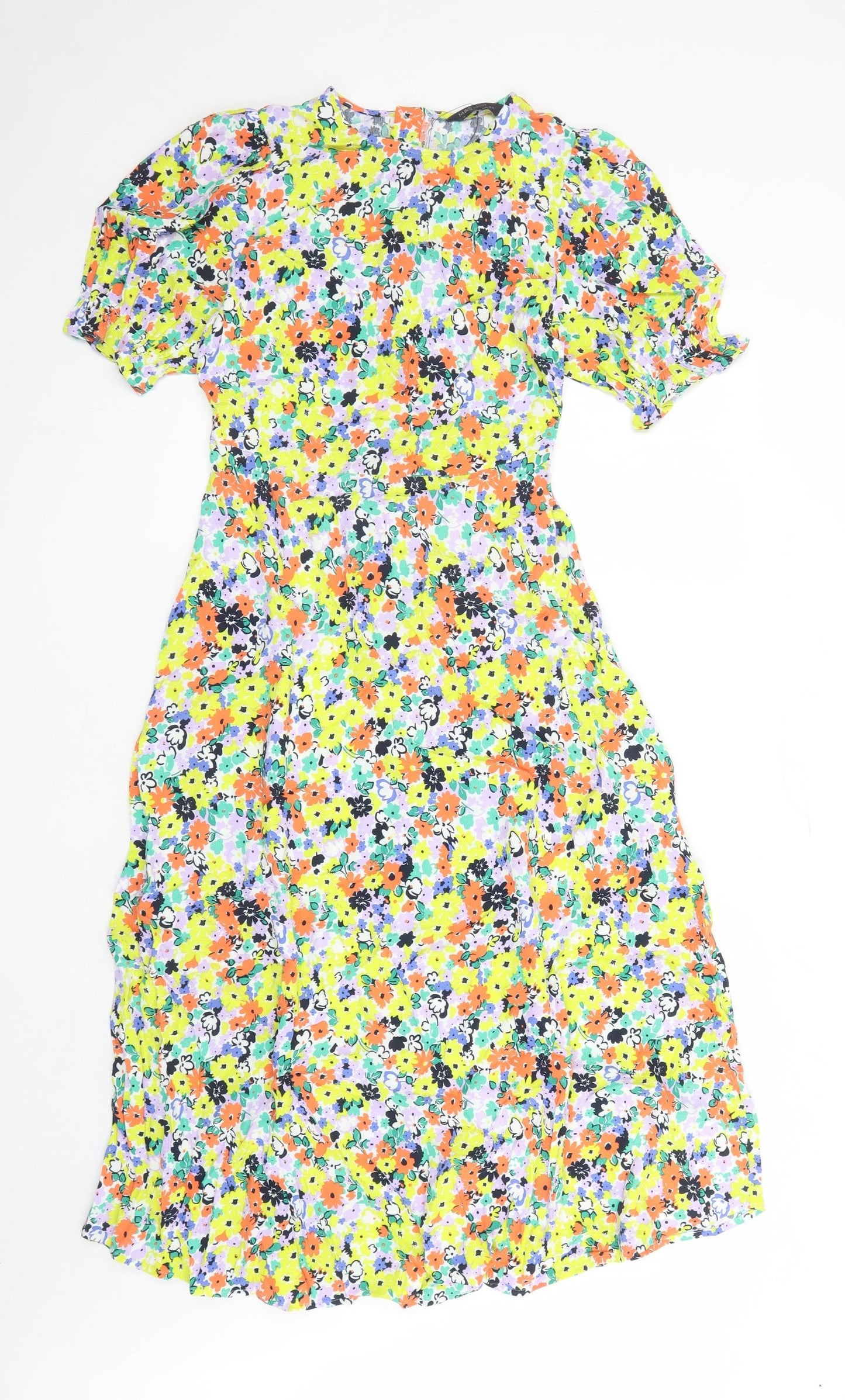 Marks and Spencer Womens Multicoloured Floral Viscose Maxi Size 10 Round Neck Zip