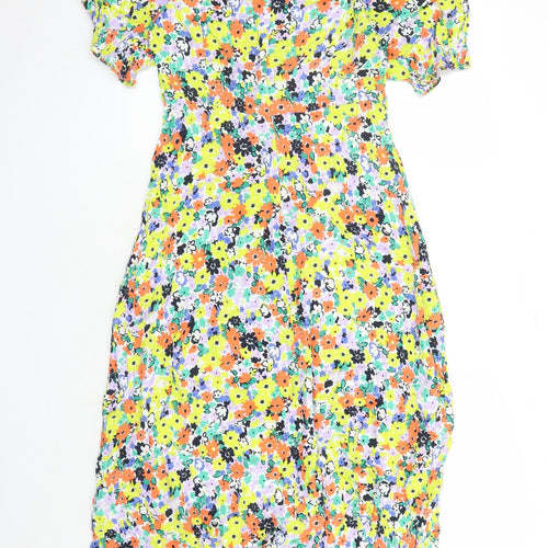 Marks and Spencer Womens Multicoloured Floral Viscose Maxi Size 10 Round Neck Zip