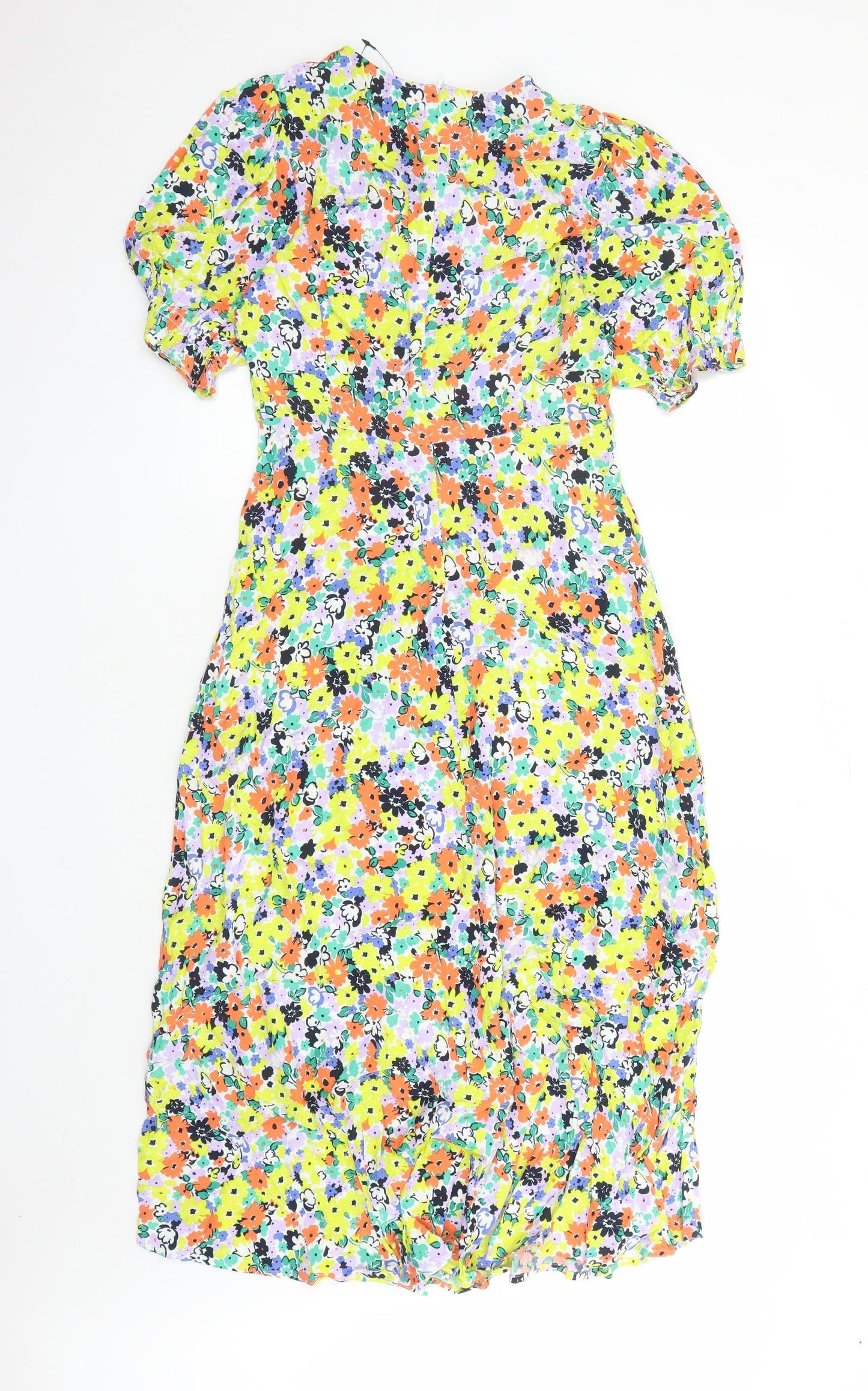 Marks and Spencer Womens Multicoloured Floral Viscose Maxi Size 10 Round Neck Zip