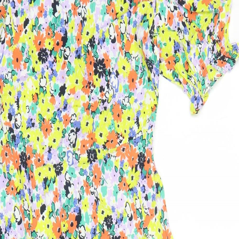 Marks and Spencer Womens Multicoloured Floral Viscose Maxi Size 10 Round Neck Zip