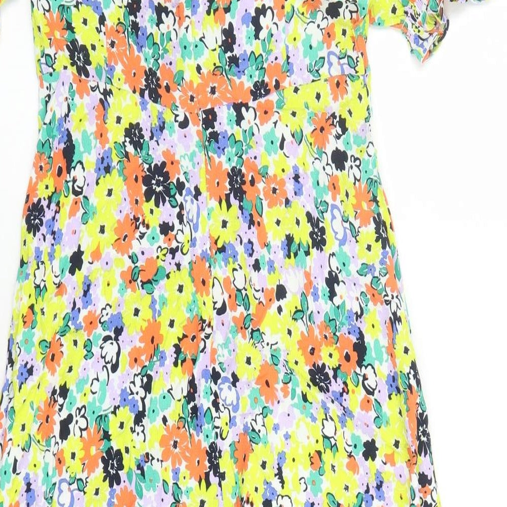 Marks and Spencer Womens Multicoloured Floral Viscose Maxi Size 10 Round Neck Zip