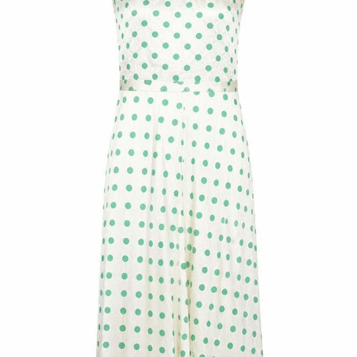 Marks and Spencer Womens Ivory Polka Dot Viscose A-Line Size 8 Round Neck Zip