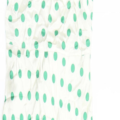 Marks and Spencer Womens Ivory Polka Dot Viscose A-Line Size 8 Round Neck Zip