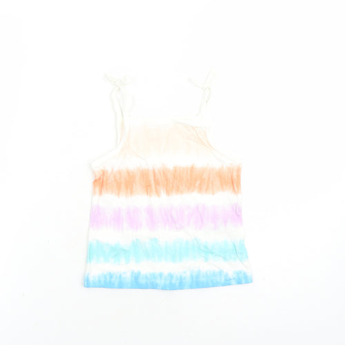 Marks and Spencer Girls Multicoloured Cotton Camisole Tank Size 2-3 Years Square Neck Tie - Tie Dye Effect