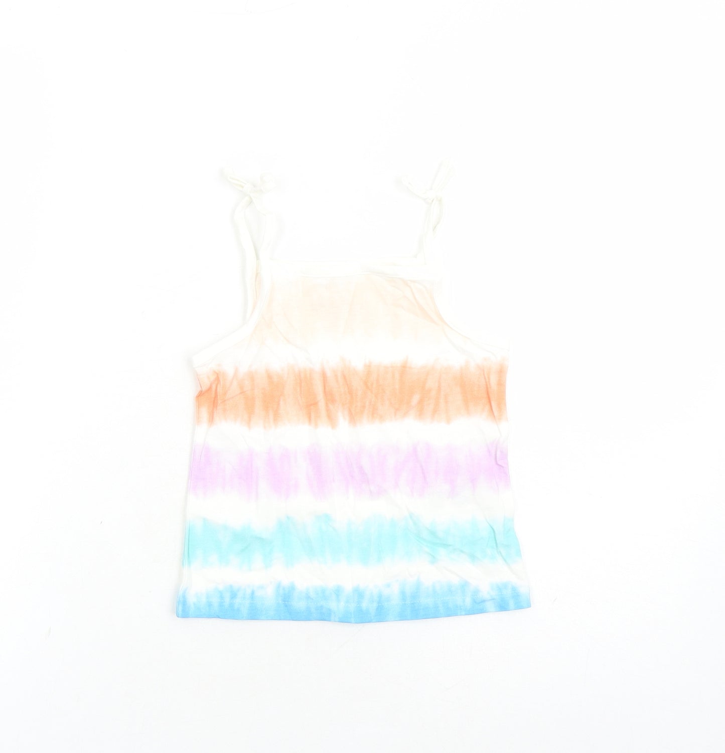 Marks and Spencer Girls Multicoloured Cotton Camisole Tank Size 2-3 Years Square Neck Tie - Tie Dye Effect