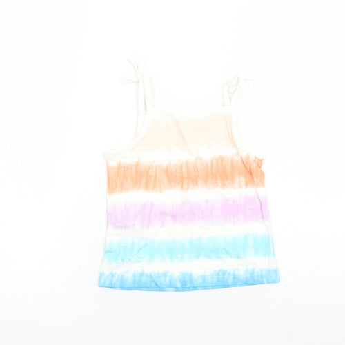 Marks and Spencer Girls Multicoloured Cotton Camisole Tank Size 2-3 Years Square Neck Tie - Tie Dye Effect