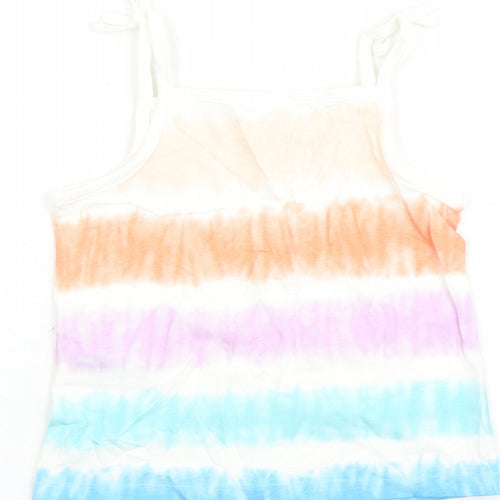 Marks and Spencer Girls Multicoloured Cotton Camisole Tank Size 2-3 Years Square Neck Tie - Tie Dye Effect