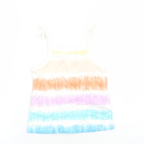 Marks and Spencer Girls Multicoloured Cotton Camisole Tank Size 4-5 Years Square Neck Tie - Tie Dye Effect