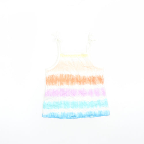 Marks and Spencer Girls Multicoloured Cotton Camisole Tank Size 4-5 Years Square Neck Tie - Tie Dye Effect