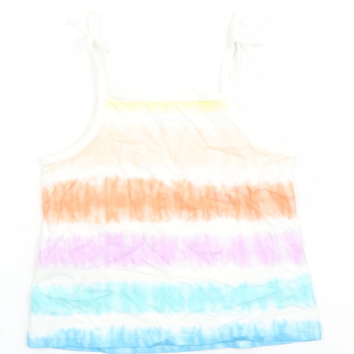 Marks and Spencer Girls Multicoloured Cotton Camisole Tank Size 4-5 Years Square Neck Tie - Tie Dye Effect