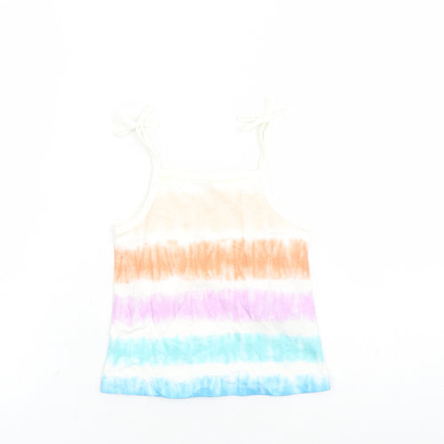 Marks and Spencer Girls Multicoloured Cotton Camisole Tank Size 2-3 Years Square Neck Tie - Tie Dye Effect