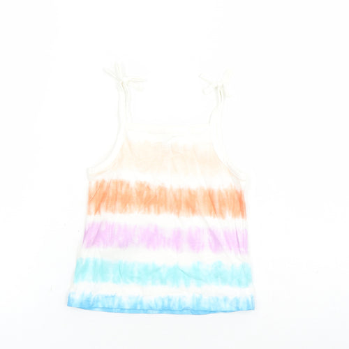 Marks and Spencer Girls Multicoloured Cotton Camisole Tank Size 2-3 Years Square Neck Tie - Tie Dye Effect