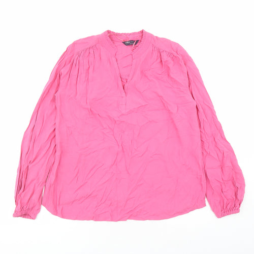 Marks and Spencer Womens Pink Viscose Basic Blouse Size 6 V-Neck