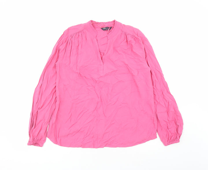 Marks and Spencer Womens Pink Viscose Basic Blouse Size 6 V-Neck