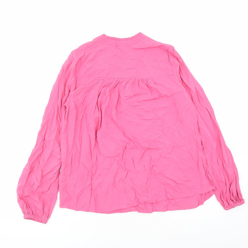 Marks and Spencer Womens Pink Viscose Basic Blouse Size 6 V-Neck