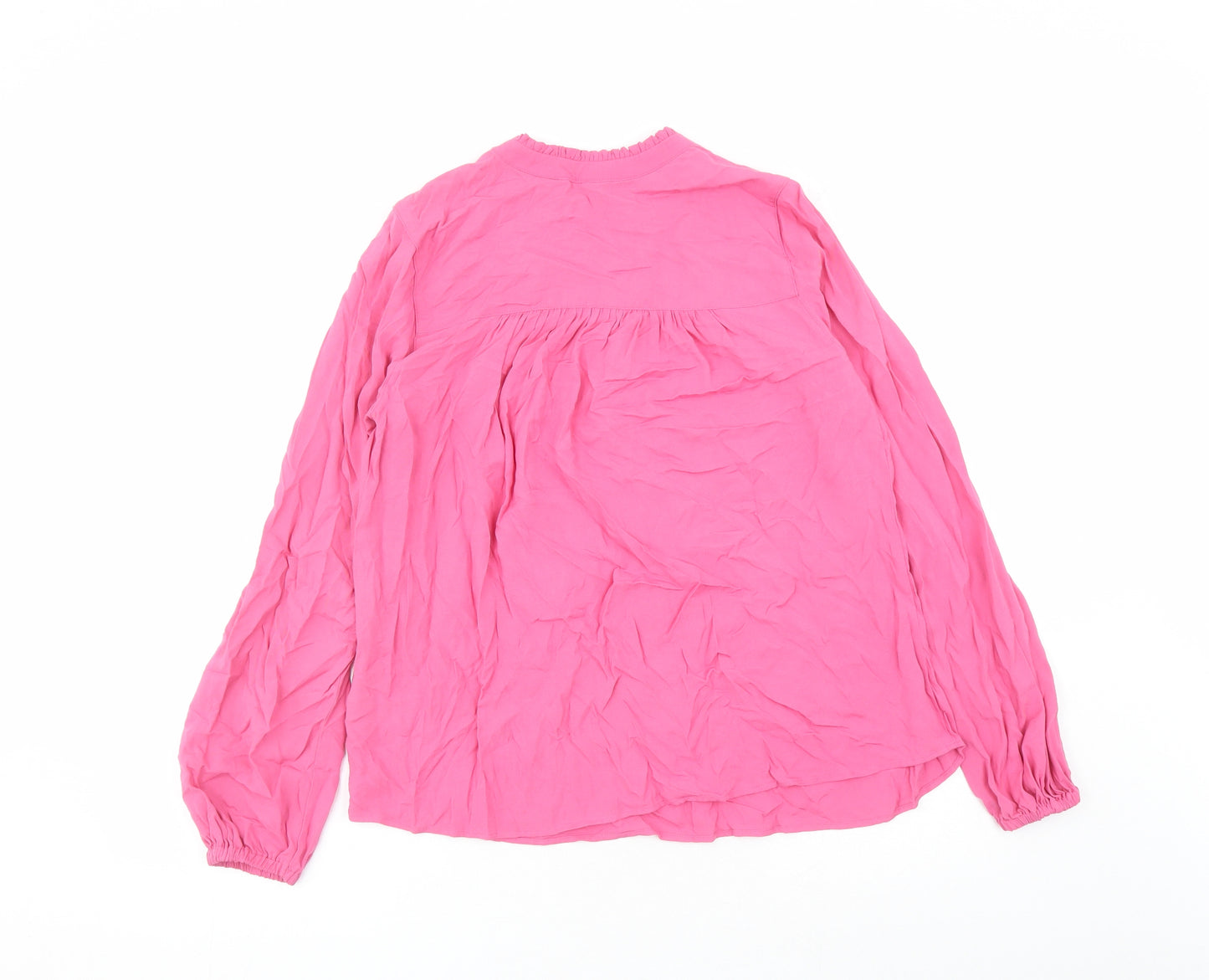 Marks and Spencer Womens Pink Viscose Basic Blouse Size 6 V-Neck