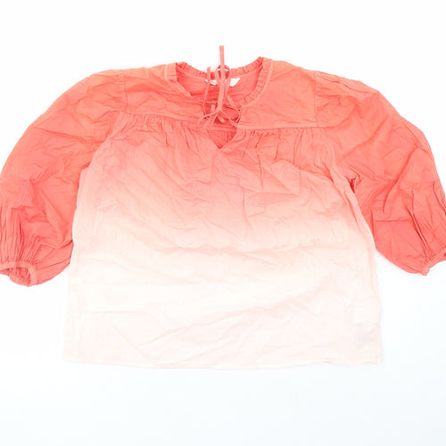 Per Una Womens Multicoloured 100% Cotton Basic Blouse Size 6 Round Neck - Ombre Effect Keyhole Neckline