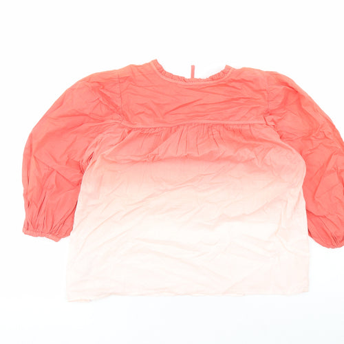 Per Una Womens Multicoloured 100% Cotton Basic Blouse Size 6 Round Neck - Ombre Effect Keyhole Neckline
