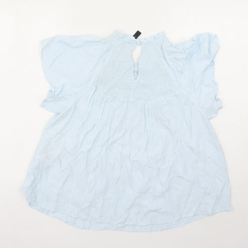 Y-A-S Womens Blue Viscose Basic Blouse Size L Round Neck