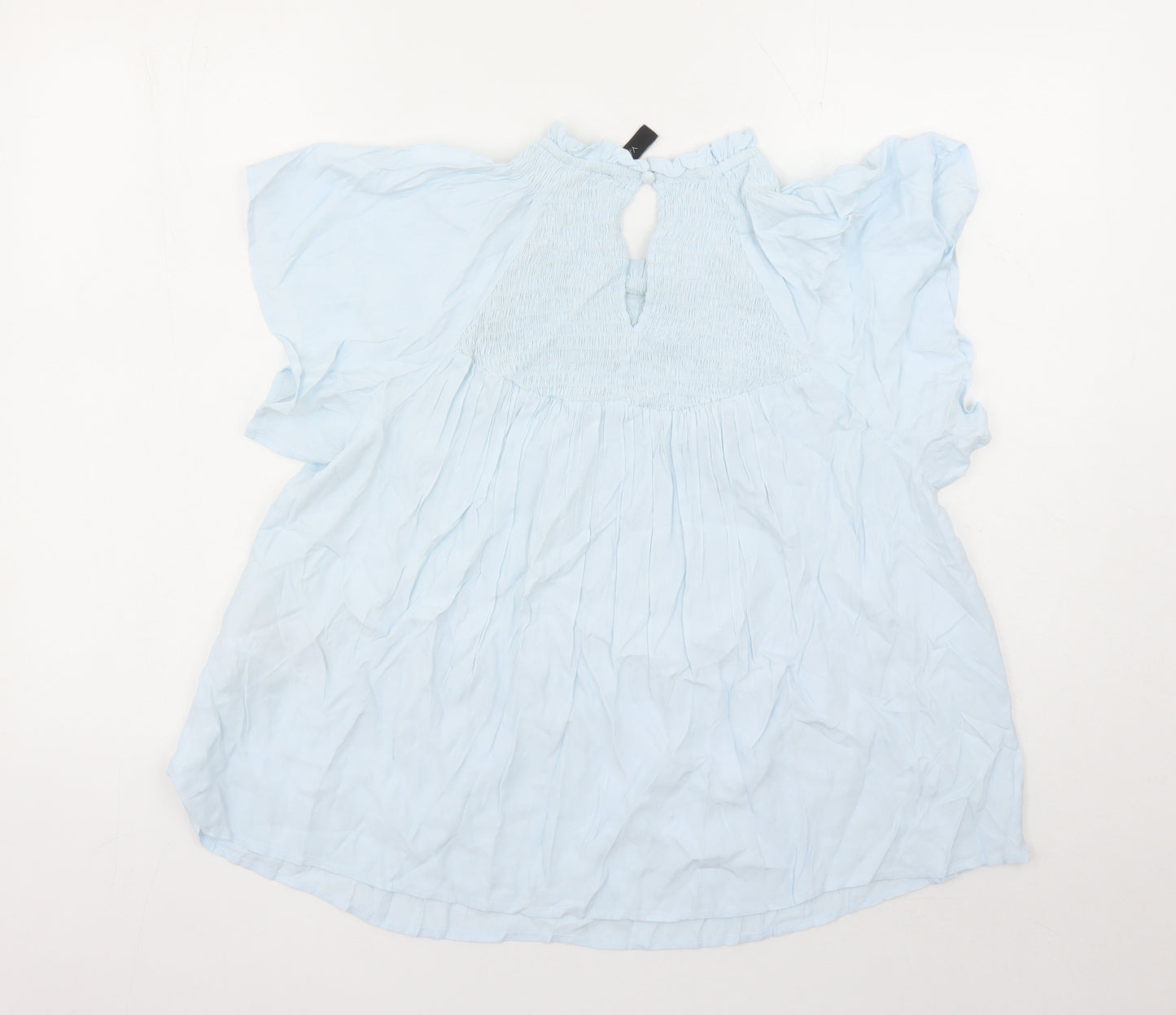 Y-A-S Womens Blue Viscose Basic Blouse Size L Round Neck